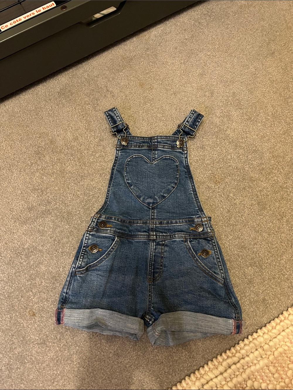 Mini Boden Blue Denim Heart Bib Short Overalls